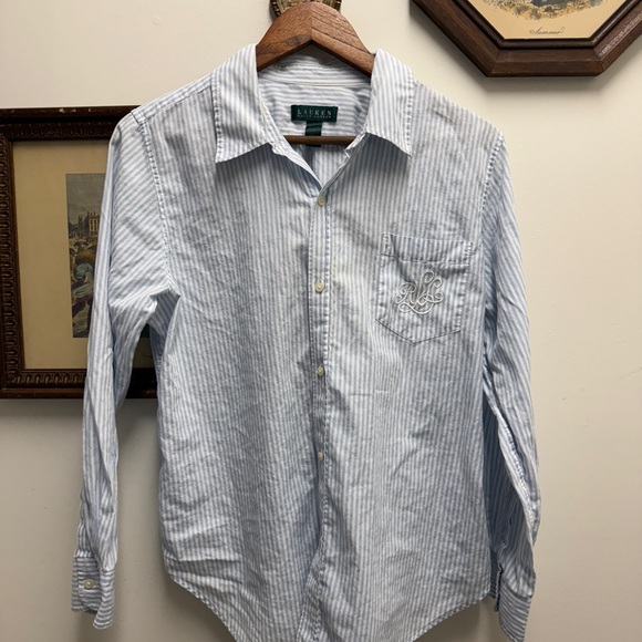 Ralph Lauren striped cotton oxford shirt with a monogrammed pocket - Picture 2 of 5